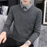 Демисезонный комплект, свитер, трендовая трикотажная шерстяная рубашка, в корейском стиле, облегающий крой