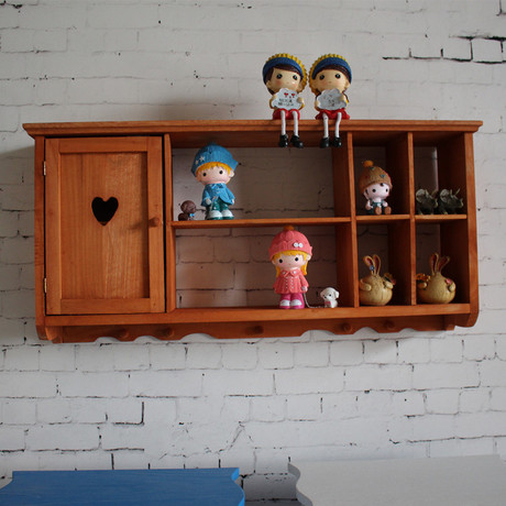 美式乡村实木带门壁挂装饰壁柜挂柜地中海置物架装饰柜吊柜小摆件