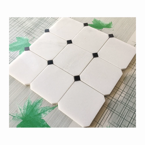 Черно -белая восьмиугольная каменная мозаичная наклейка натуральная мраморная греческая белая земляная плитка ванная комната ванная комната туалетная кухня балкон