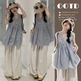 Комплект для беременных, майка топ, штаны, оверсайз, V-образный вырез