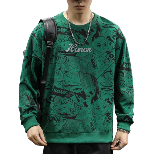 Мужская осенняя приятная телу весенняя толстовка, круглый воротник, в американском стиле