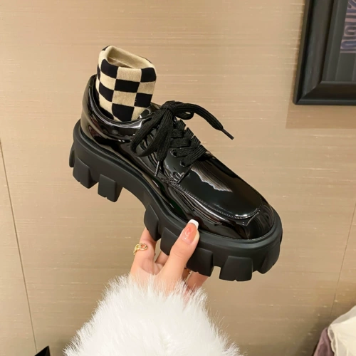 Высокая обувь для кожаной обуви на платформе, туфли в английском стиле, из натуральной кожи, коллекция 2023, в британском стиле