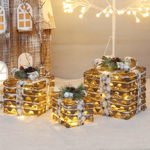 Рождественский декор, подарочная коробка, комплект, 3 предмета