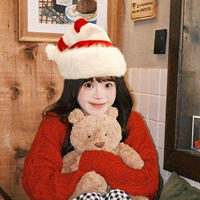 D Модель красная и белая длинная бархатная рождественская шляпа-40*ширина 30 см.
