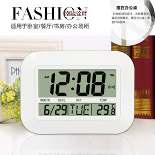 リビングルームの壁時計デジタル時計寝室電子時計カレンダー時計多機能デスクトップ目覚まし時計装飾モダンシンプル