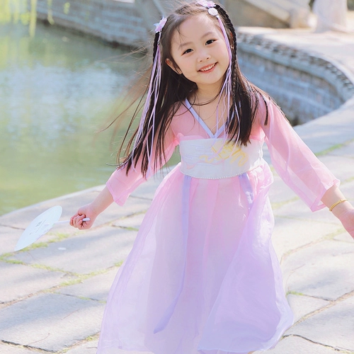 Ханьфу, летняя одежда, детская юбка, платье, подходит для подростков, китайский стиль, 12 лет