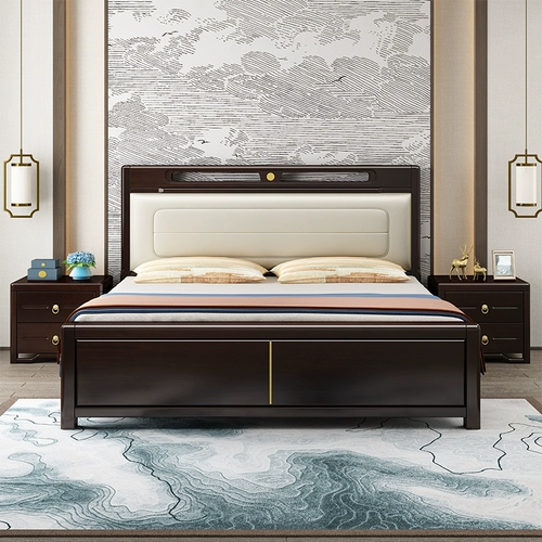 Современная новая кровать с твердым деревом в китайском стиле 1,8 метра главная спальня с двуспальной кровать