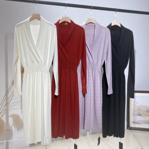 Элегантное женское приталенное шерстяное платье, трикотажный корсет