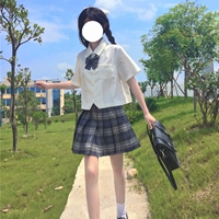 Базовая студенческая юбка в складку, японская рубашка, сексуальный короткий летний жакет, короткий рукав