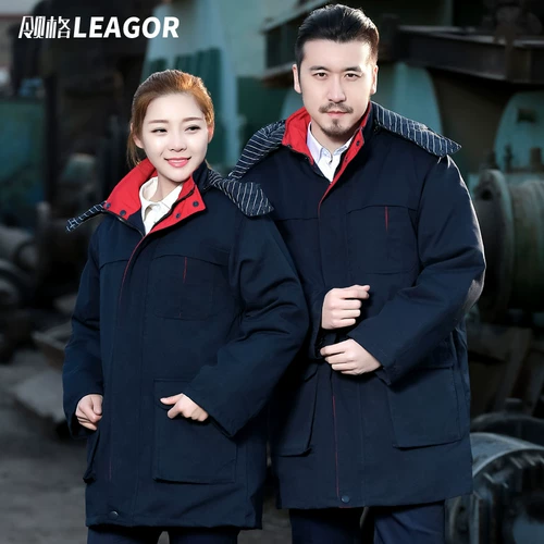 Утолщенная рабочая одежда в зимнем хлопчатобумажном пальто мужская холодная хлопчатобумажная оболочка инженерная хлопчатобумаж