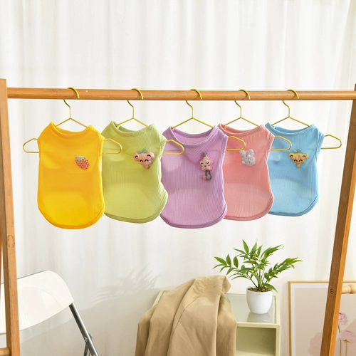 ПЭТ лето прохладный дышащий маленький жилет кошка и одежда для собак Pet waffle macaron color simple citp