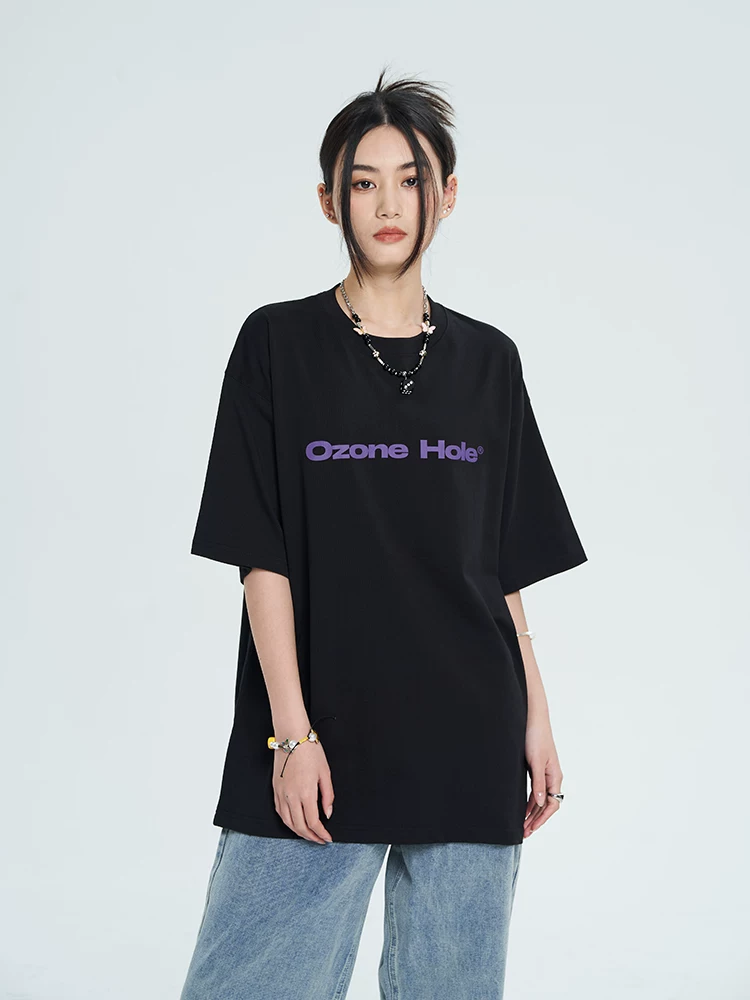 S1Y1肆意Ozone Hole 撞色水洗街头潮流基础字母印花短袖T恤