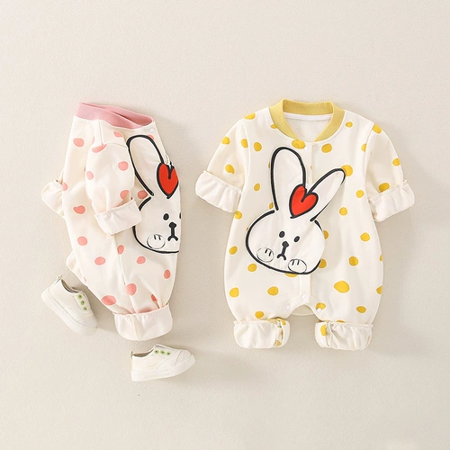 Детское милое термобелье для выхода на улицу, комплект для раннего возраста, боди для девочек, осеннее