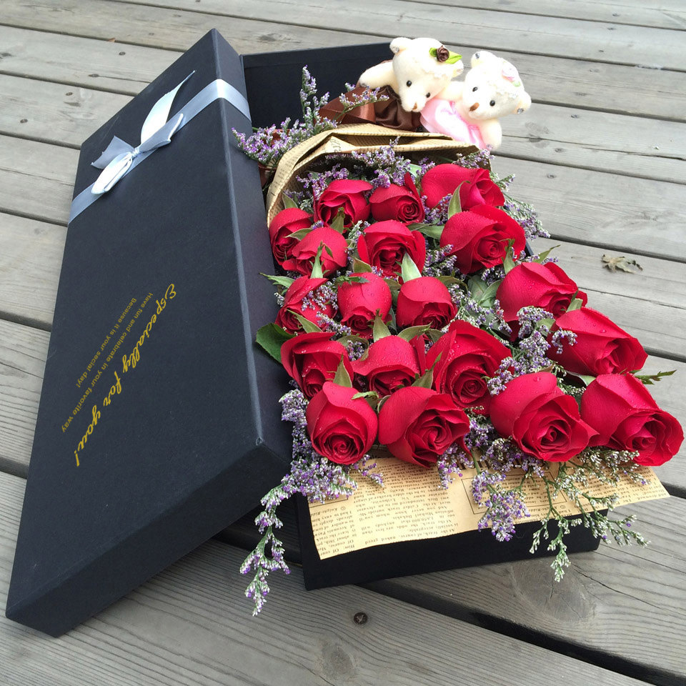 19朵红玫瑰鲜花礼盒同城鲜花速递生日花束萧山滨江西湖杭州鲜花店