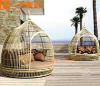 Открытая птичья гнездо открытая птичья гнездо открыто -лежа на кровати творческая кровать клетка повседневное открытое двор yurte vine vine villa villa