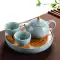 Qishe hộ gia đình khay trà khô cực lớn đơn giản bộ trà gốm sứ nhỏ bàn trà tre tròn khay trà mini Phụ kiện bàn trà