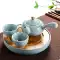 Qishe hộ gia đình khay trà khô cực lớn đơn giản bộ trà gốm sứ nhỏ bàn trà tre tròn khay trà mini Phụ kiện bàn trà