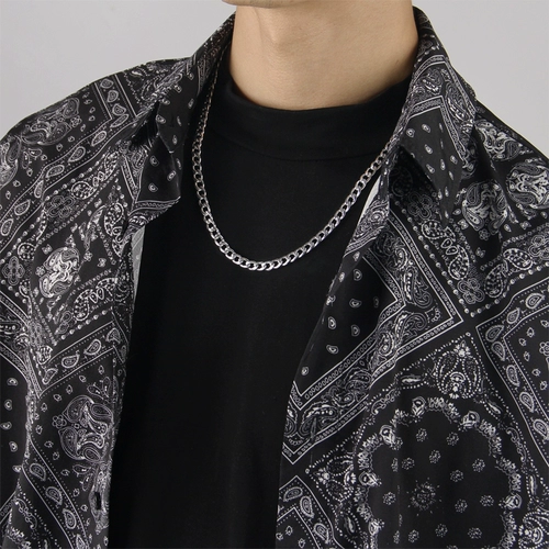 Цепь из нержавеющей стали, ожерелье, мужская цепочка, универсальный аксессуар в стиле хип-хоп для влюбленных, европейский стиль, простой и элегантный дизайн