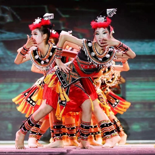 Ling ying ling miao yi Детские рабочие службы Детская Zhuang Dai Tujia Yao Dance Performance Clothing