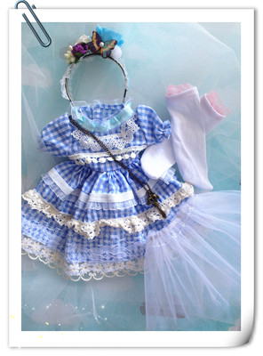 taobao agent [Spot 2 sets of free shipping] 6 -point dress BJD skirt baby clothes 1/4 set of MSD blue flower fairy dress