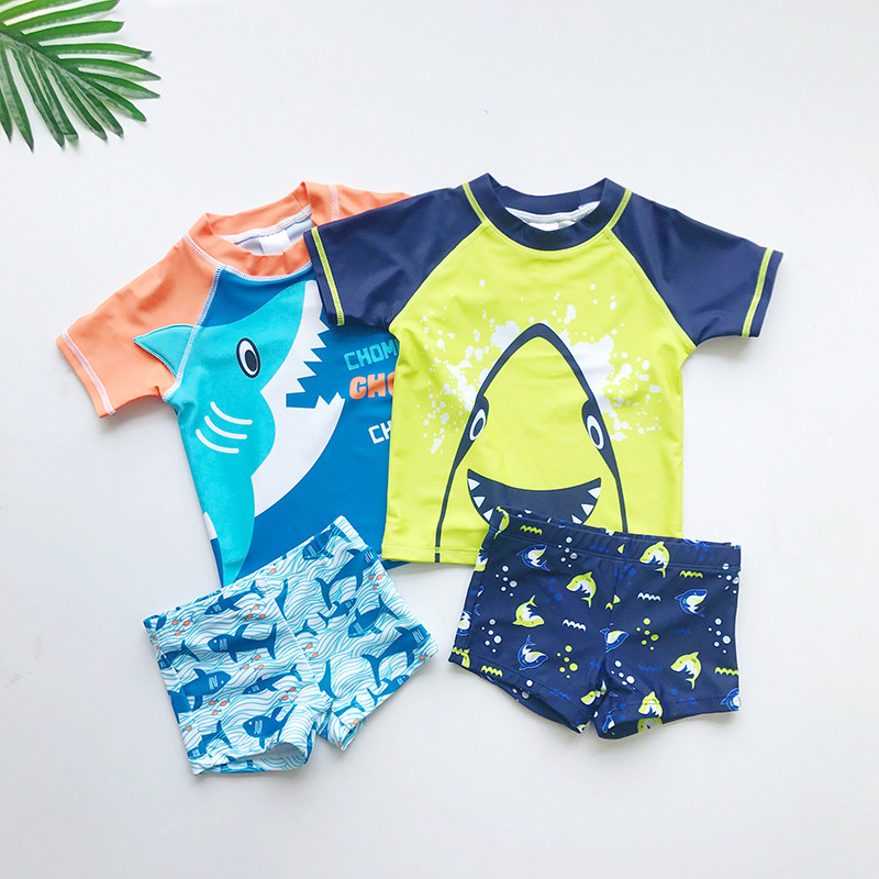 Summer swimwear for boys, children's trousers, cartoon split summer clothing for swimming, set, western style, children's clothing