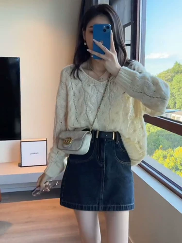 Свитер, мини-юбка, юбка, комплект, коллекция 2023, подходит для подростков, в стиле Шанель