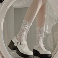 Милые белые кружевные летние ультратонкие тонкие носки, кружевное платье, в цветочек, средней длины