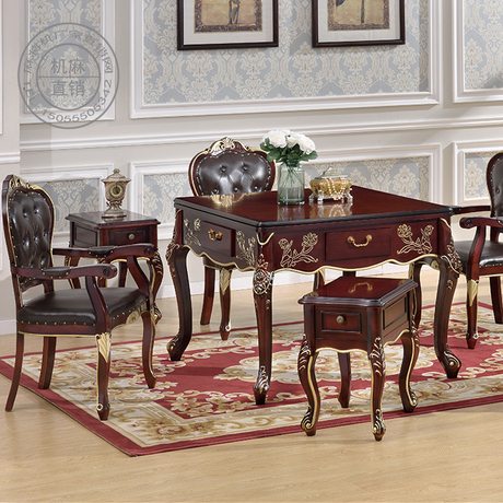 家用白色欧式全自动四口实木麻将机豪华精品机麻餐桌两用精品圆桌