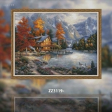 [ZZ3119-Stream House] Вышивка крестиком, 2024, новая картина маслом, европейский пейзаж, гостиная и столовая, большая установка