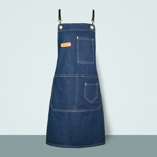 Джинсовый фартук для работы, делается под заказ, с вышивкой