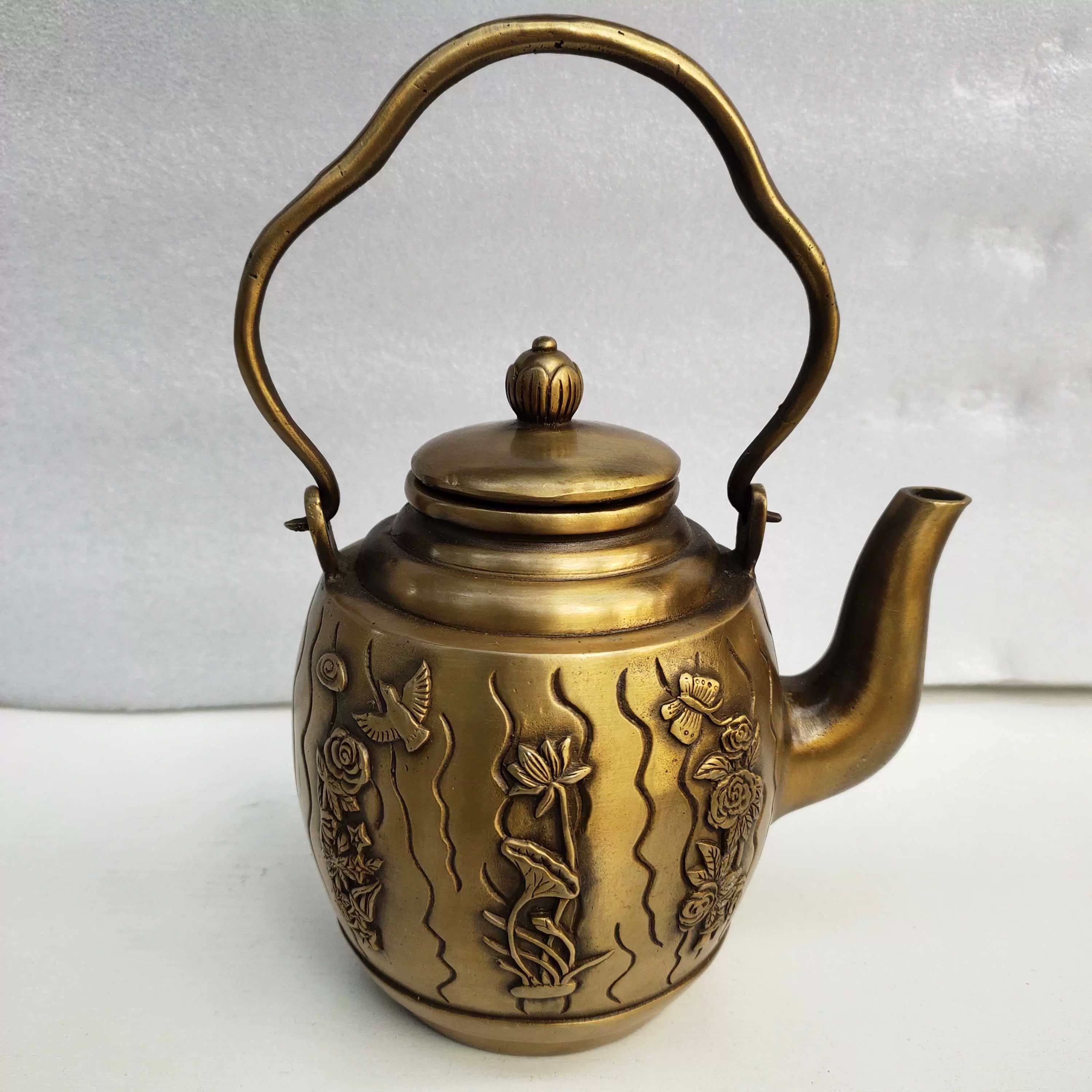 仿古纯铜点金茶盏一套家居茶具泡茶壶客厅工艺品摆件6 - 置物