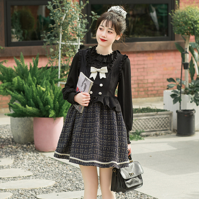 taobao agent Genuine design elegant retro woolen autumn sleevless dress, skirt, Chanel style