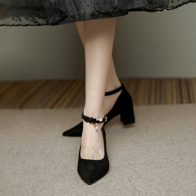taobao agent Suitable with a skirt high heels, spring footwear, black dress, french style