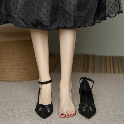 taobao agent Footwear high heels, suitable with a skirt pointy toe, 5cm, restless legs relief, french style