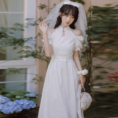 taobao agent White dress, cheongsam, sexy small princess costume