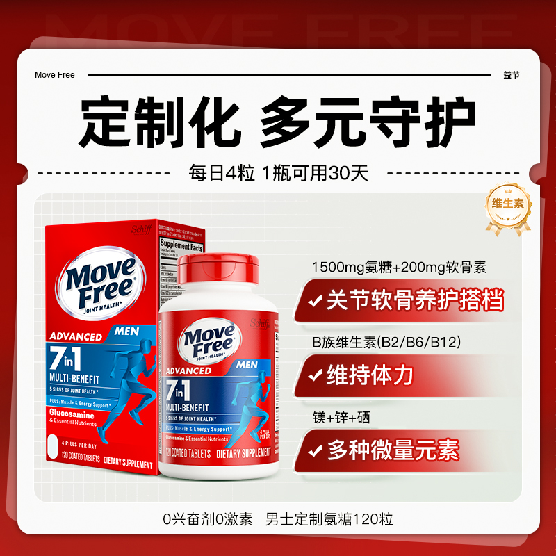 Schiff 旭福 Move Free 7合1 氨糖软骨素 维骨力 120粒 88VIP会员折后¥121.74包邮包税 男士、女士可选 淘金币可抵扣14.94元 Schiff 旭福 Move Free 7合1 氨糖软骨素 维骨力 120粒 88VIP会员折后¥121.74包邮包税 男士、女士可选 淘金币可抵扣14.94元