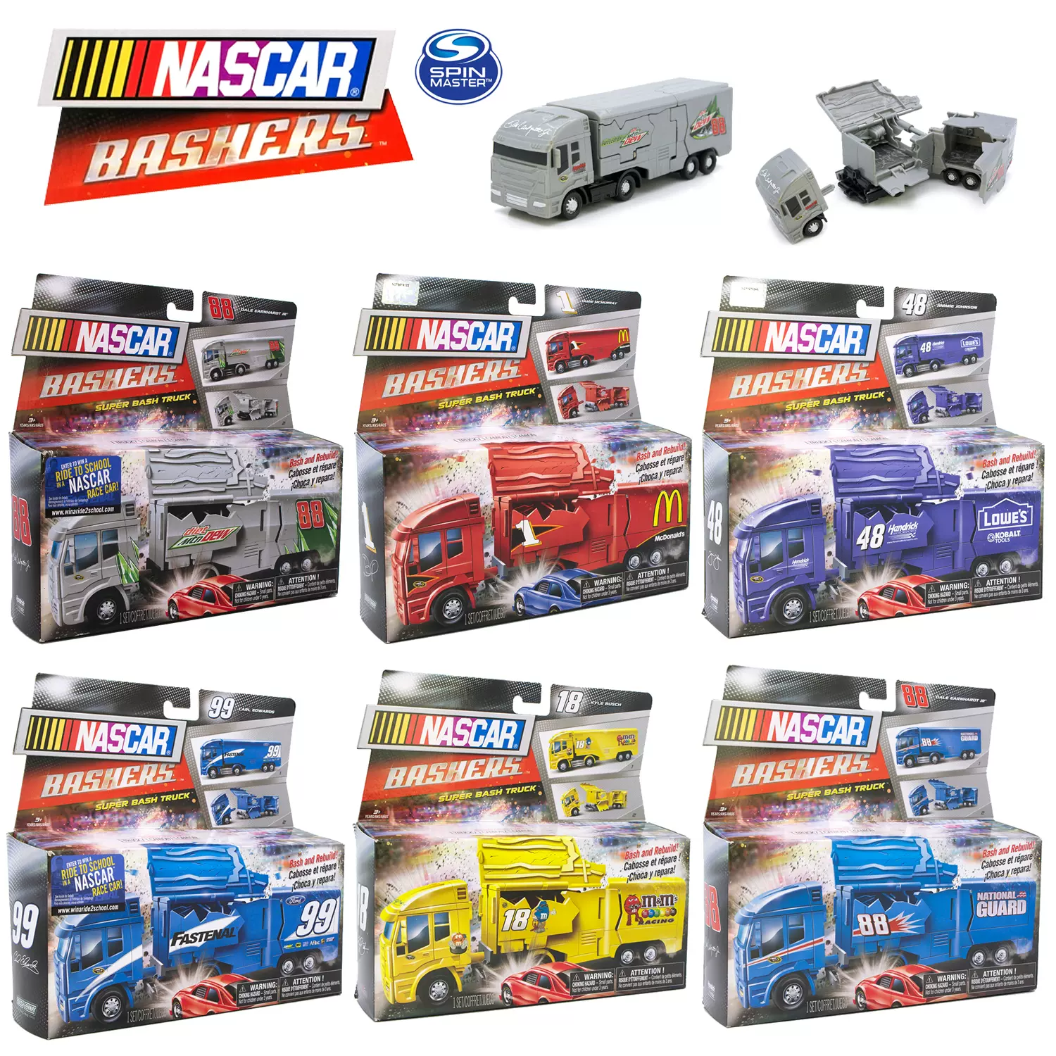 Nascar Bashers纳斯卡发射台弹射爆炸撞击爆裂变形儿童玩具车1 64