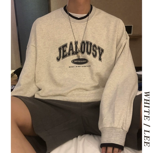 Осенняя трендовая тонкая толстовка с круглым воротником для школьников, оверсайз