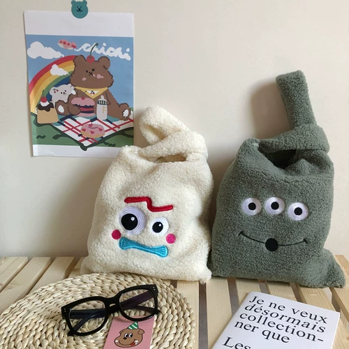 Брендовый мультяшный бархатный жилет, льняная сумка, Южная Корея, с вышивкой