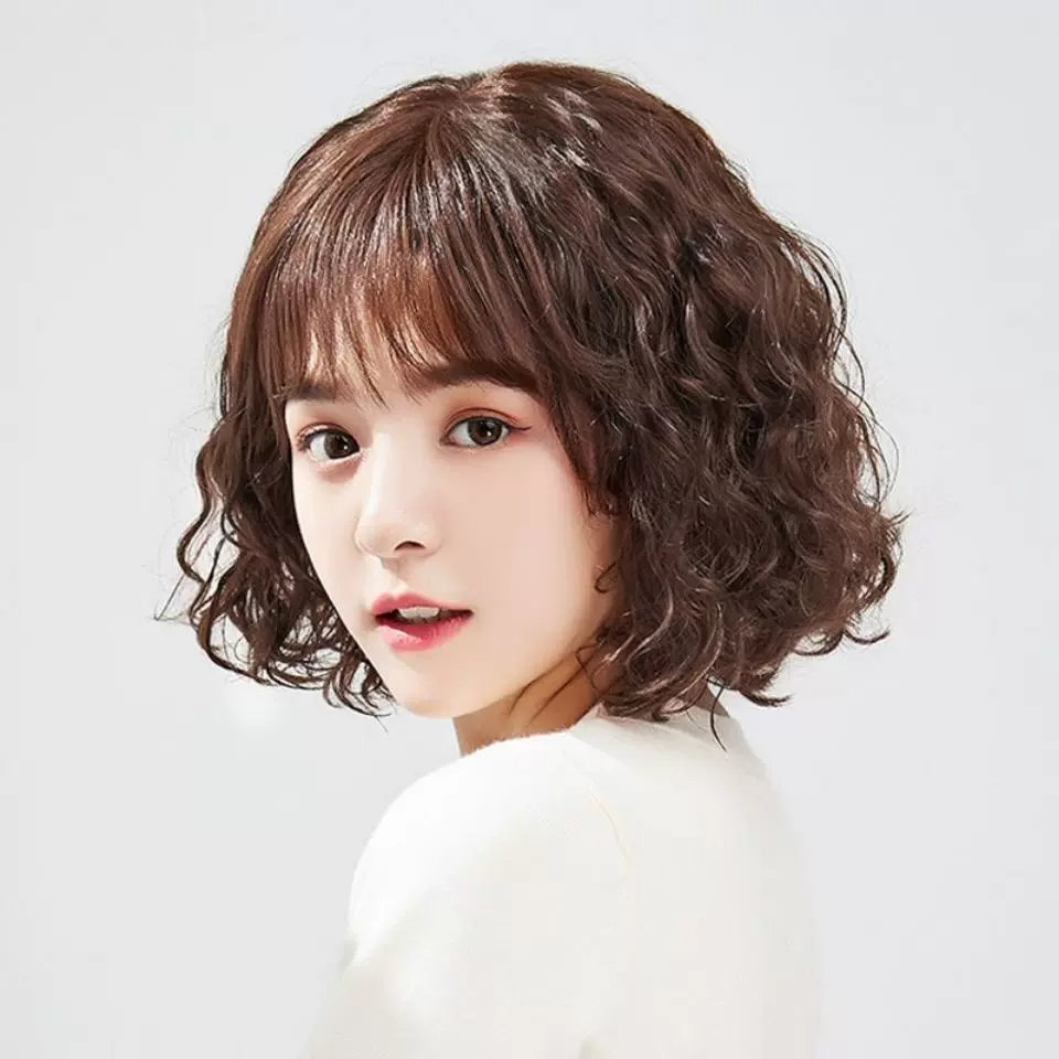 22流行发型女梨花头假发中长款大头皮抖音梨花烫短发造型全头