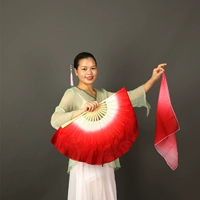 Настоящий шелковый вентилятор белый красный вино красное №