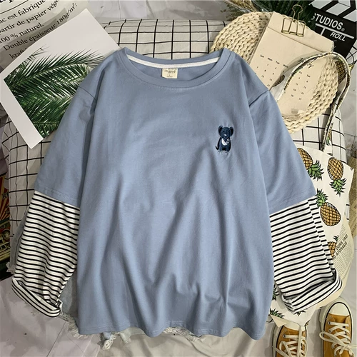 Хлопковая осенняя футболка для школьников, комплект, топ, лонгслив, оверсайз, 2019