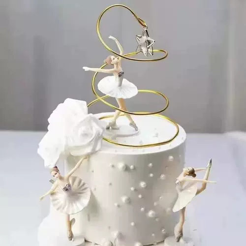 Балетная девушка украшение торта торт торт торт декоративные танцы 3 куски сети красное творческое выпечка платья