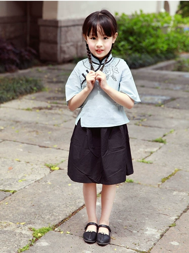 Ханьфу, летняя одежда для девочек, осенний ретро детский комплект, детская одежда, китайский стиль