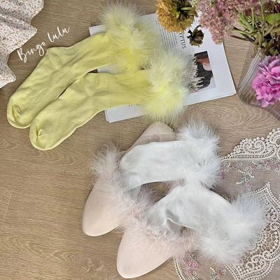 taobao agent [Spot] Binguo Lulita Lolita Candy Color College Feng Autumn and Winter Feather Foody Girl Socks