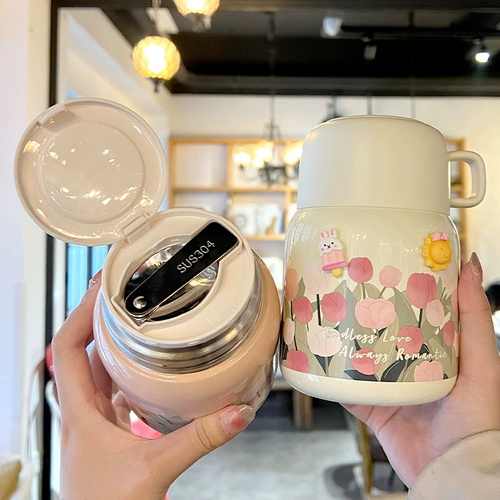 Новая чашка тюльпана с многооцененной ложкой с ложкой 316 Tremella, артефактом кашей каши, офисным работником The Iosulation Cup