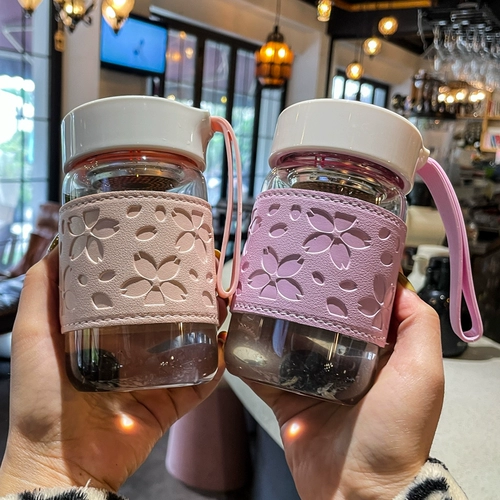 Стеклянный высококачественный милый маленький чай, портативная чайная чашка, простой и элегантный дизайн