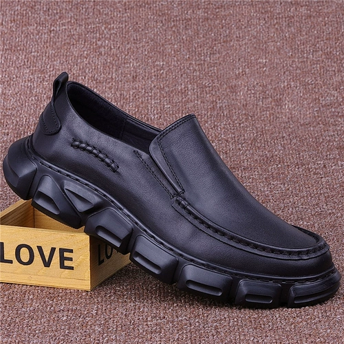 Весенняя дышащая кожаная обувь для кожаной обуви для отдыха на платформе, из натуральной кожи, воловья кожа