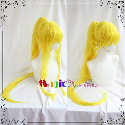 taobao agent Magic cos wig Naikuki Kenzi Yuena is a brave yellow ponytail 150cm long straight hair