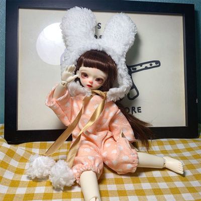 taobao agent [Cute Bunny Climbing Pales] BJD6 points doll clothes plush, good feel baby clothes, leisure baby clothes